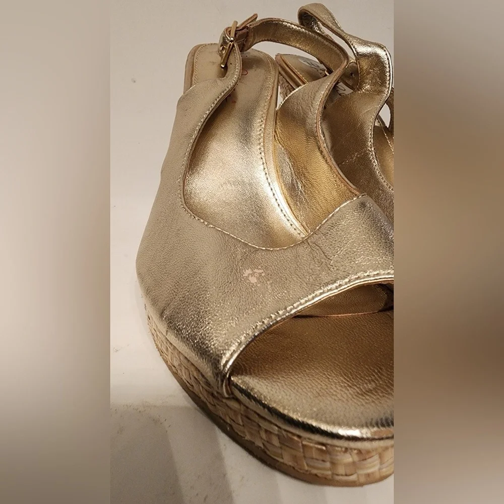 Lilly Pulitzer Kristen Wedge Sandals Women’s Metallic Gold Size 10